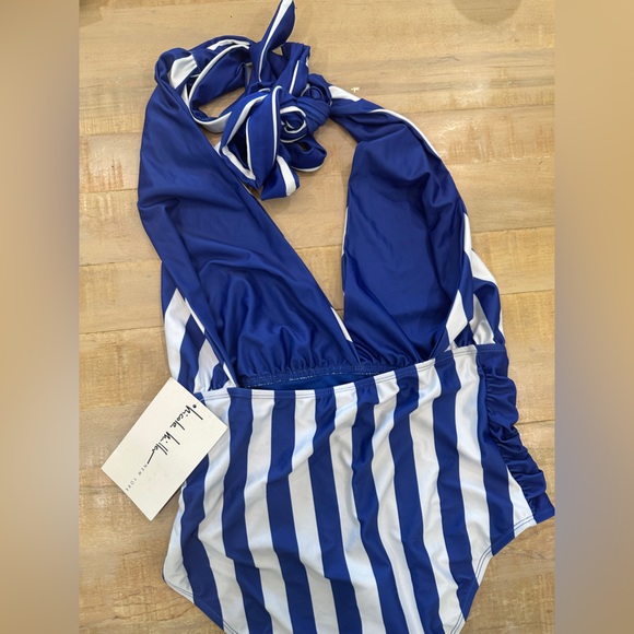 Nicole Miller convertible One Piece swim bikini striped ruched swim - Picture 12 of 13